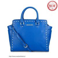 michael kors selma studded saffiano groot blauw bakken Verkoop Tassen xadap556